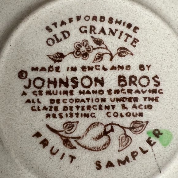 TWO Vtg Johnson Bros "Fruit Sampler" Saucers Staffordshire Old Granite England - Picture 10 of 12
